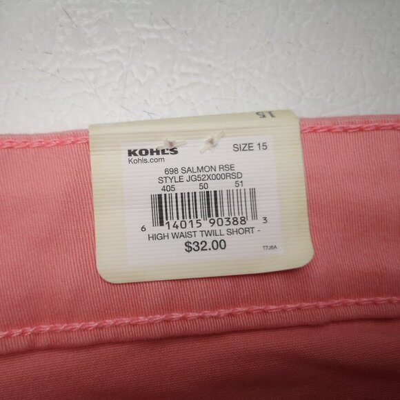 NWT So Authentic Heritage Ladies Size 15 Salmon Rose High Waist Twill Shorts - Picture 4 of 13